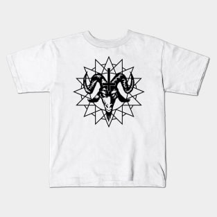 Satanic Goat Head with Chaos Star (black) Kids T-Shirt